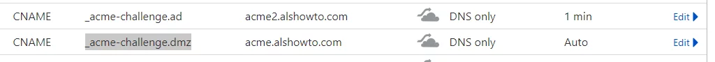 real --domain-alias example for dmz and ad sub domains